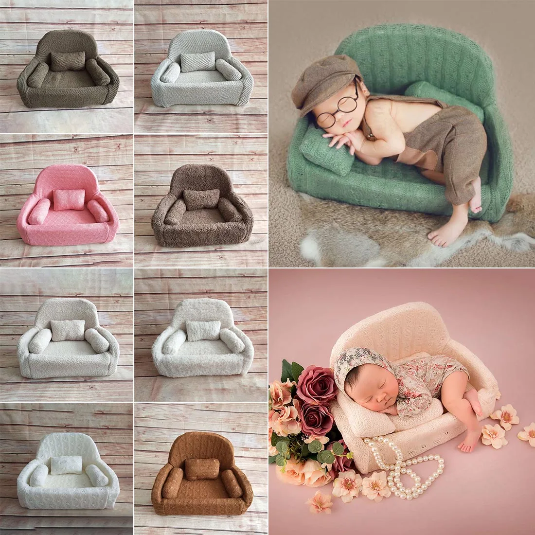 

Baby Posing Sofa Pillow Set Chair Decoration Baby Photography Accessories Infant Studio Shooting Props Newborn Photography Props