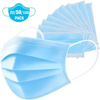 

Disposable 3-Ply Non-Woven Face Mask Dustproof Bacteria Proof Breathable Mask, Pack of 25