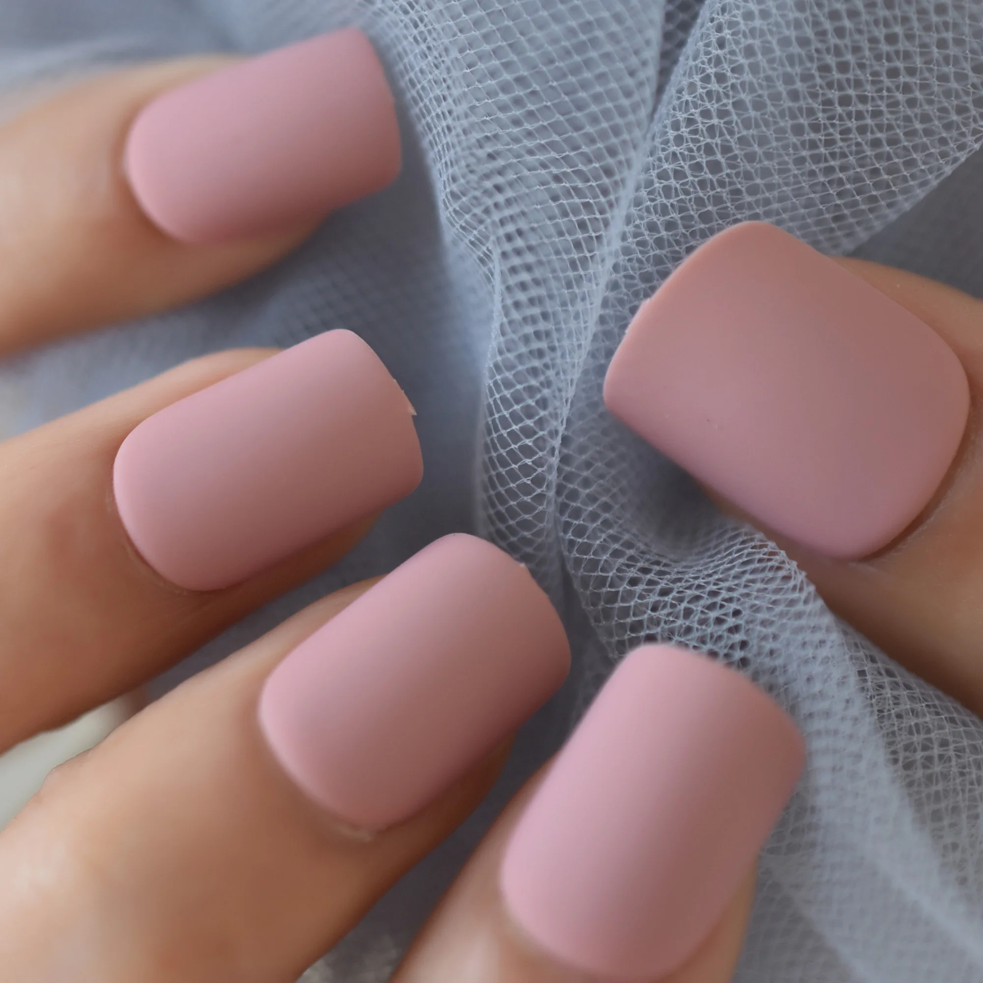 Fake Short Nail Tips Matte Pink Press On False Nails Squoval Designer Nail Art Display With Glue Tape False Nails Aliexpress