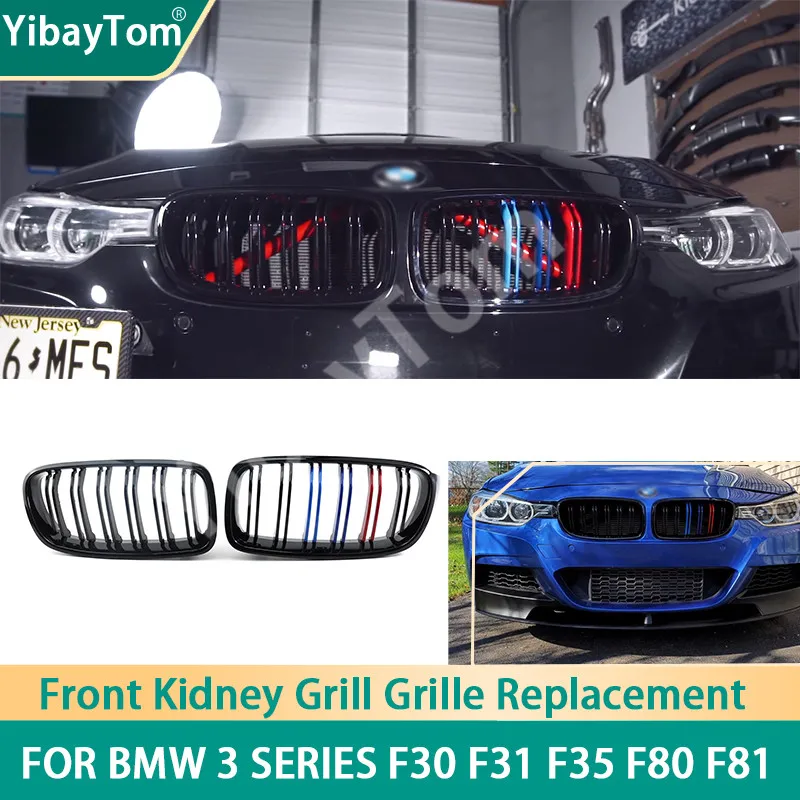 1 пара глянцевый черный M Стиль передняя решетка радиатора для BMW 3 серии F30 F31 F35