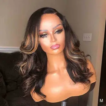 

Highlight Honey Blonde HD Transparent 13X6 Lace Front Wig Ombre Body Wave Colored Human Hair Remy Wig For Black Women Preplucked