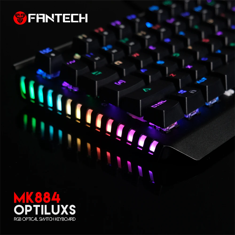 Fantech MK884 RGB игровая клавиатура английская Водонепроницаемая оптическая ось механическая клавиатура для профессионального геймера Keybord