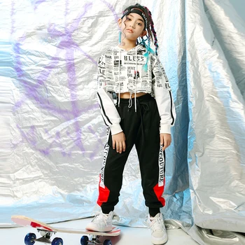 

Jazz Dance Costumes Girls Street Dance Rave Outfit Kids Hip Hop Stage Performance Ballroom Dance Clothing Practice Wear DQS4004