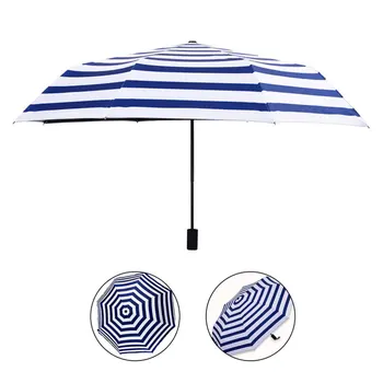 

1 pc Sun Shade Umbrella UV Protection Vinyl Blue Stripe Sun Umbrella for Outdoor