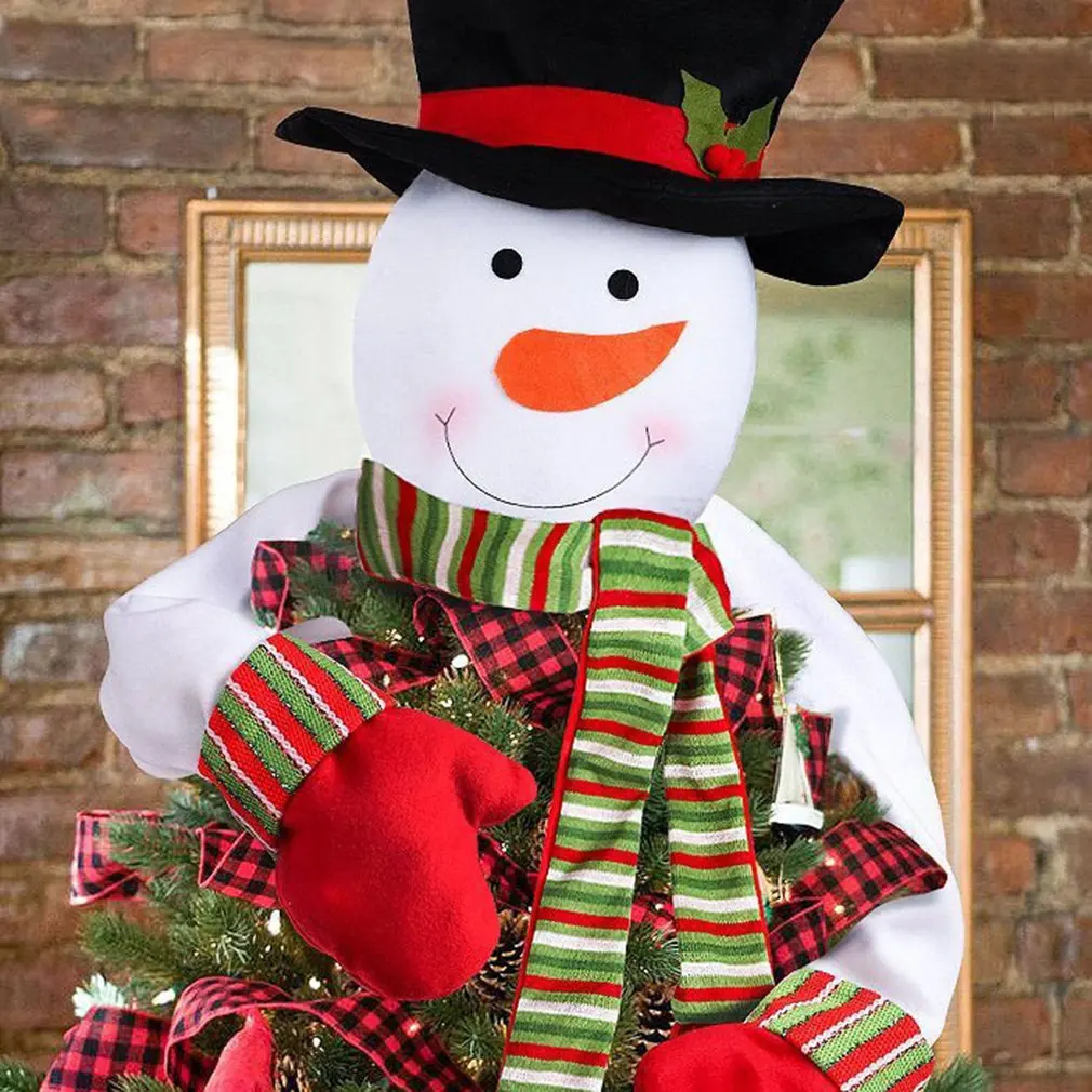 

New Year Christmas Tree Topper Snowman Hugger Xmas Holiday Winter Party Decoration Ornament Supplies Christmas Tree Hat Snowman