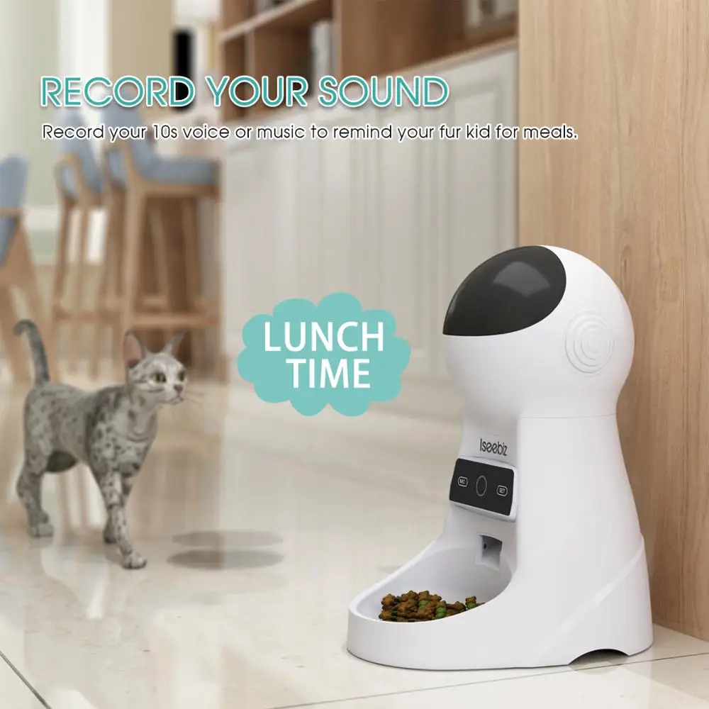 Iseebiz автоматическая кормушка для кошки питомец 3л дозатор для еды для средних и больших кошек собак с Wi-Fi программируемый рекордер