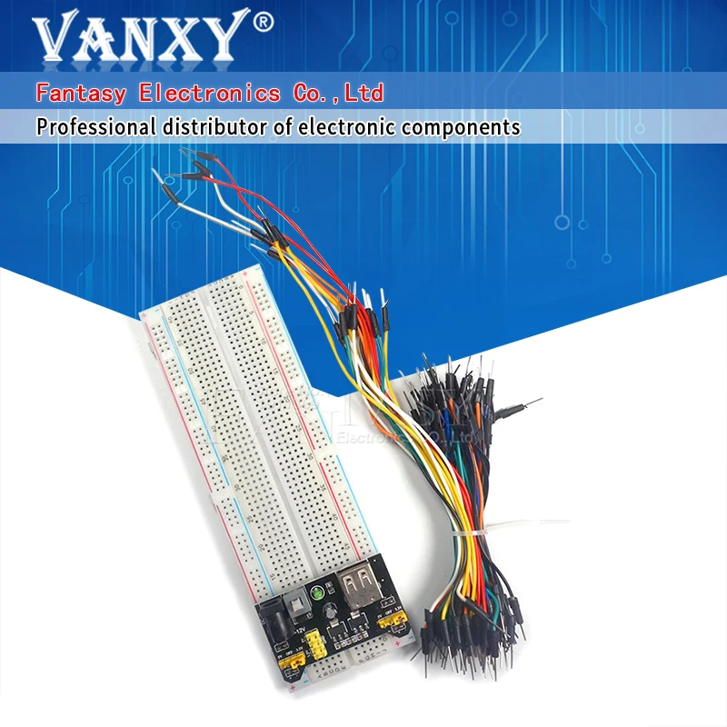 Макетная плата PCB без пайки MB102 830 точек 1 шт. с 65 пусковыми проводами и стартовым