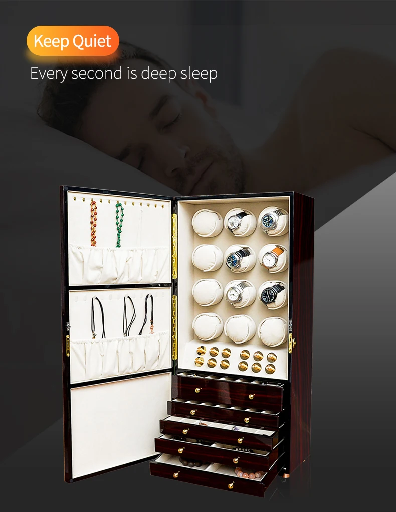 Автоматические часы Winder деревянный шкаф 12 часов и ювелирных изделий Дисплей Чехол роскошные хранения Armoire