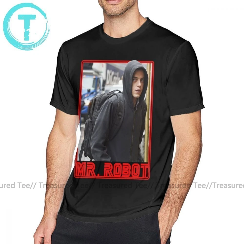 Футболка Mr Robot, Футболка Mr Robot Elliot Alderson, забавная Футболка с принтом, футболка с коротким рукавом, плюс размер, хлопковая Мужская Уличная футболка