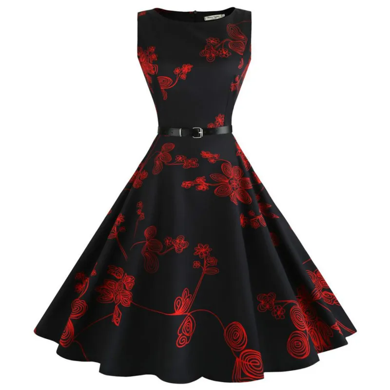 Летние женские платья, повседневные, цветочные, Ретро стиль, 50s 60s Robe Rockabilly Swing Pinup Vestidos, вечерние платья на День святого Валентина - Цвет: 2