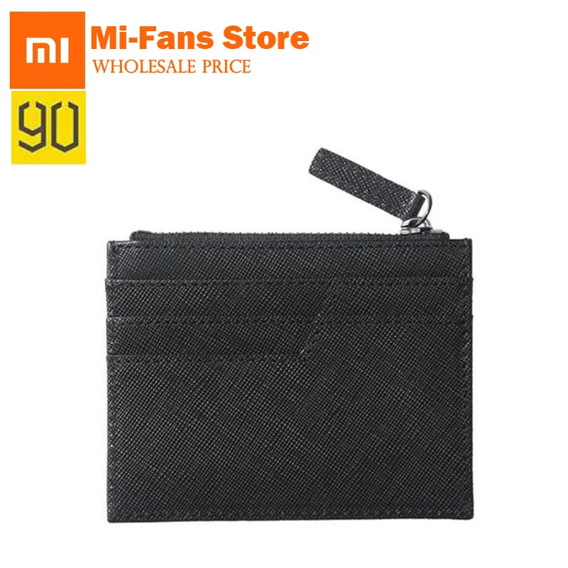 

90 Points Xiaomi Zero Wallets Genuine Cow hide Purse Men's Wallet Standard Wallets Fashion Zipper Wallets Card Holder Black