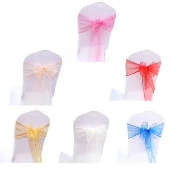 

25pcs/Lot Ribbon Chair Sashes Weeding Decoration For Weddings Banquet Chair Covers Tie Bow Belt Decor Party Supplies 18cm*275cm