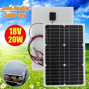 

18V 20w Solar Panel Charger Semi-flexible Monocrystalline Solar Cell DIY Module Outdoor Connector for 12V Rv Marine Caravan