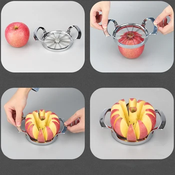 

Fruit Splitter Kernel Apple Slicer Stainless Steel Apple Slicer Peeler 8/12 Fruit Knife Cutter Life Essentials Household Items