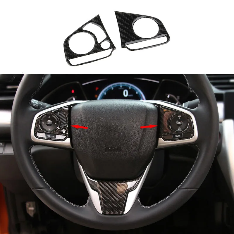 2 шт. декоративные пуговицы на руль из углеродного волокна для Honda Civic 16-19 |