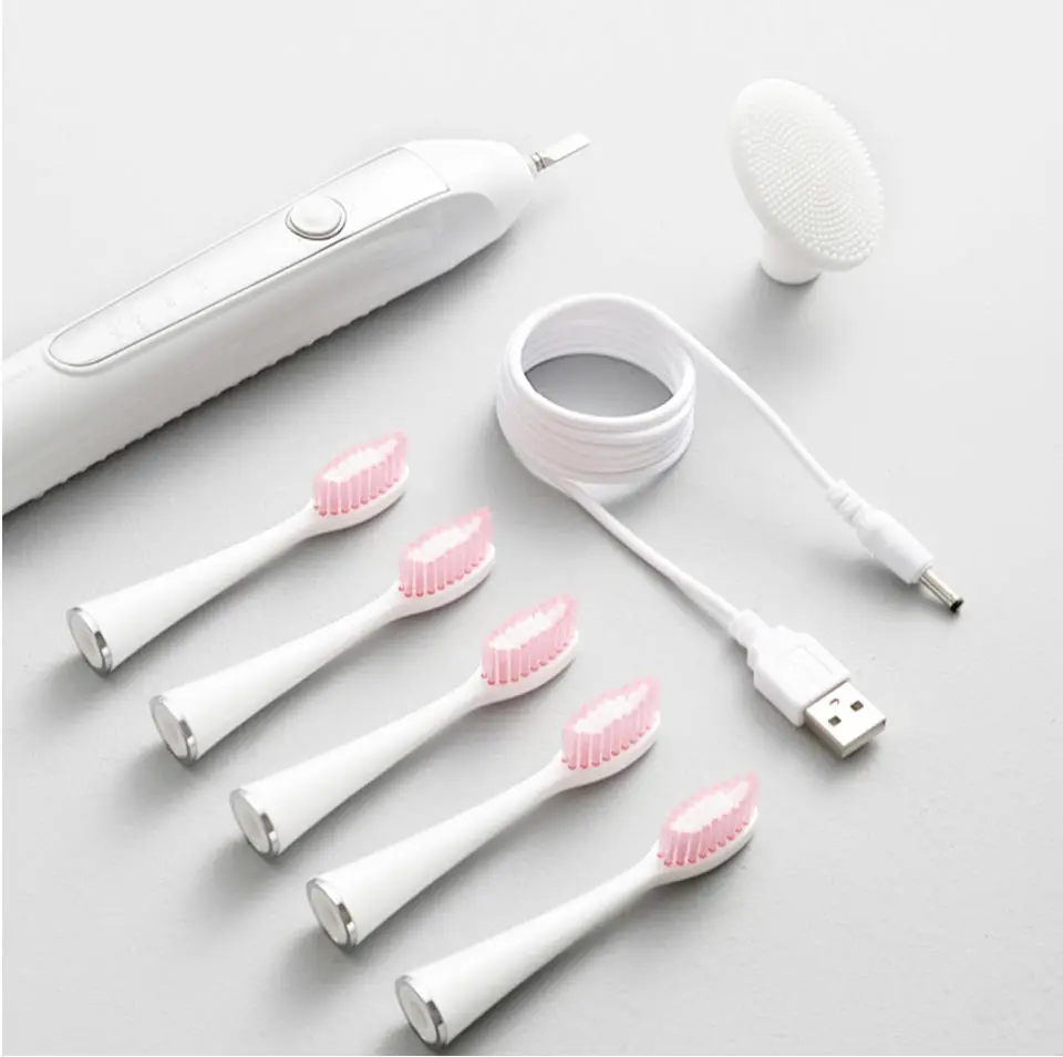 Здесь Мега звуковая электрическая зубная щетка для взрослых, автоматическая ультра звуковая зубная щетка, сменные головки зубной щетки, USB зарядка, отбеливание 606