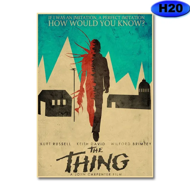 Retro Kraft Paper Movie Posters Classic Horror Movie The Thing Poster Home Decor Living Room Bar Cafe Art Painting Wall Sticker H20