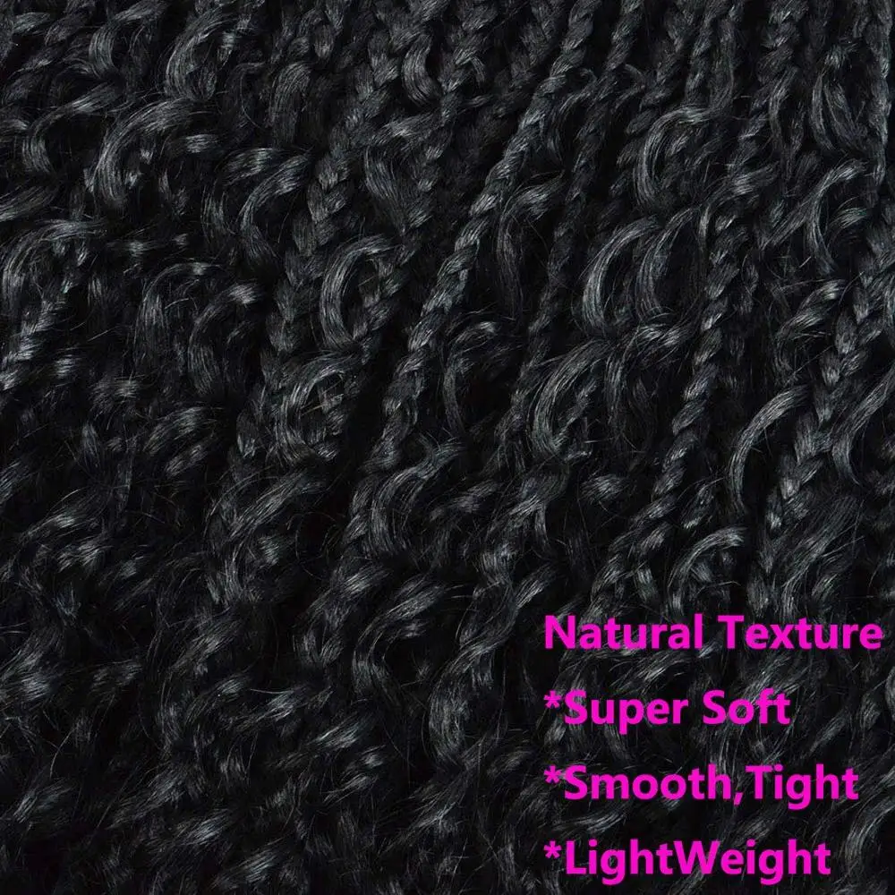 Crochet Box Braids 20 inch Box Braid Crochet Hair Extension 3X Braids with Curly Ends 16 Strands/Pack