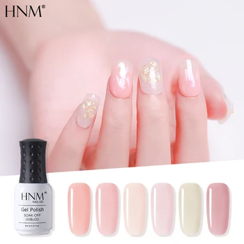 

HNM New French Nude 8ml UV LED Gel Nail Polish Narl Art Soak Off Hybrid Varnish Lamp Semi Permanent Paint Lucky Lacquer Enamel