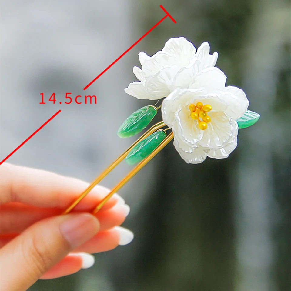 Винтажные Цветы из каучука камелии палка для волос свадебное для невесты подружки невесты заколки для волос Китайская традиционная аксессуары для волос