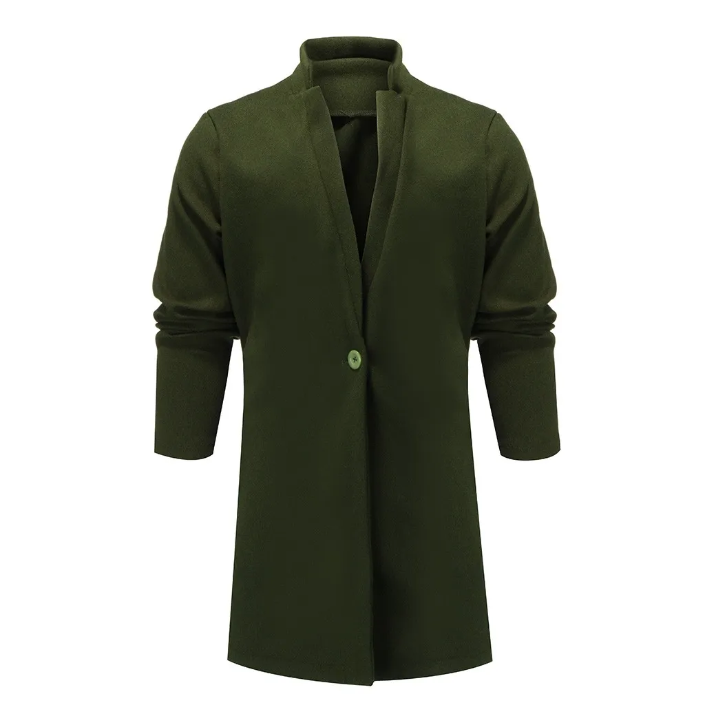 Army Green JAYCOSIN Мужская смесь тонкое пальто весна осень Тренч повседневная одежда пальто кнопка умное пальто длинные пальто Мужская брендовая одежда - Цвет: Army Green