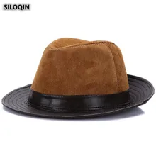 SILOQIN новая шляпа из натуральной кожи модное качество овчины Fedoras осень зима тренд элегантный Джаз Кепка Панама Sombrero для мужчин