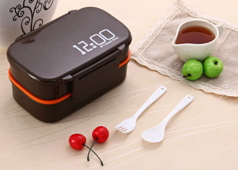 Bento Box японский стиль Ланч-бокс двухэтажный микроволновая печь Герметичный пищевой контейнер с ложками или палочками для еды для детей и взрослых