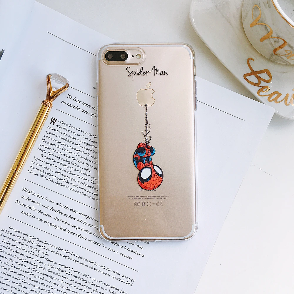 

Q version Spider-Man phone cases For iphone 7 case For iphone 11 Pro Max For iphone X Xr Xs Max 6 6s 7 8Plus Hanging on apple