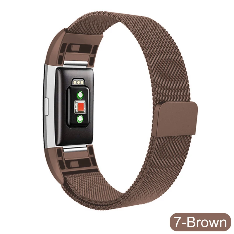 Миланская петля ремешок для Fitbit Charge 2 Смарт часы браслет S L Металл Нержавеющая сталь Магнитная Pulseira спортивный браслет - Цвет ремешка: Browm
