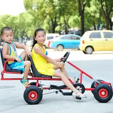 Os gêmeos exteriores do divertimento da cor vermelha vão kart do pedal, passeio de 2 crianças em brinquedos do carro para 5-12 idades meninos & meninas