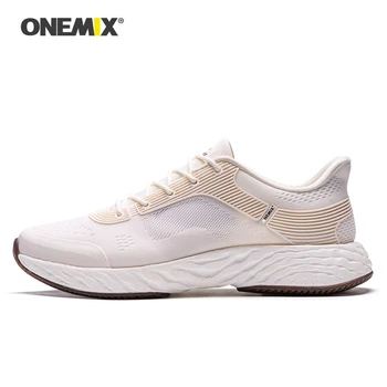 

ONEMIX Ivory White Running Shoes For Men Chunky Sneakers Marathon Trainers Footwear Breathable Mesh Women Walking Tennis Shoes