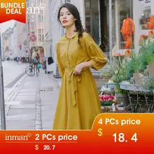 INMAN г.; Новое поступление; весеннее платье с кружевным воротником, открытыми плечами, рукавами, поясом, бантом и складками