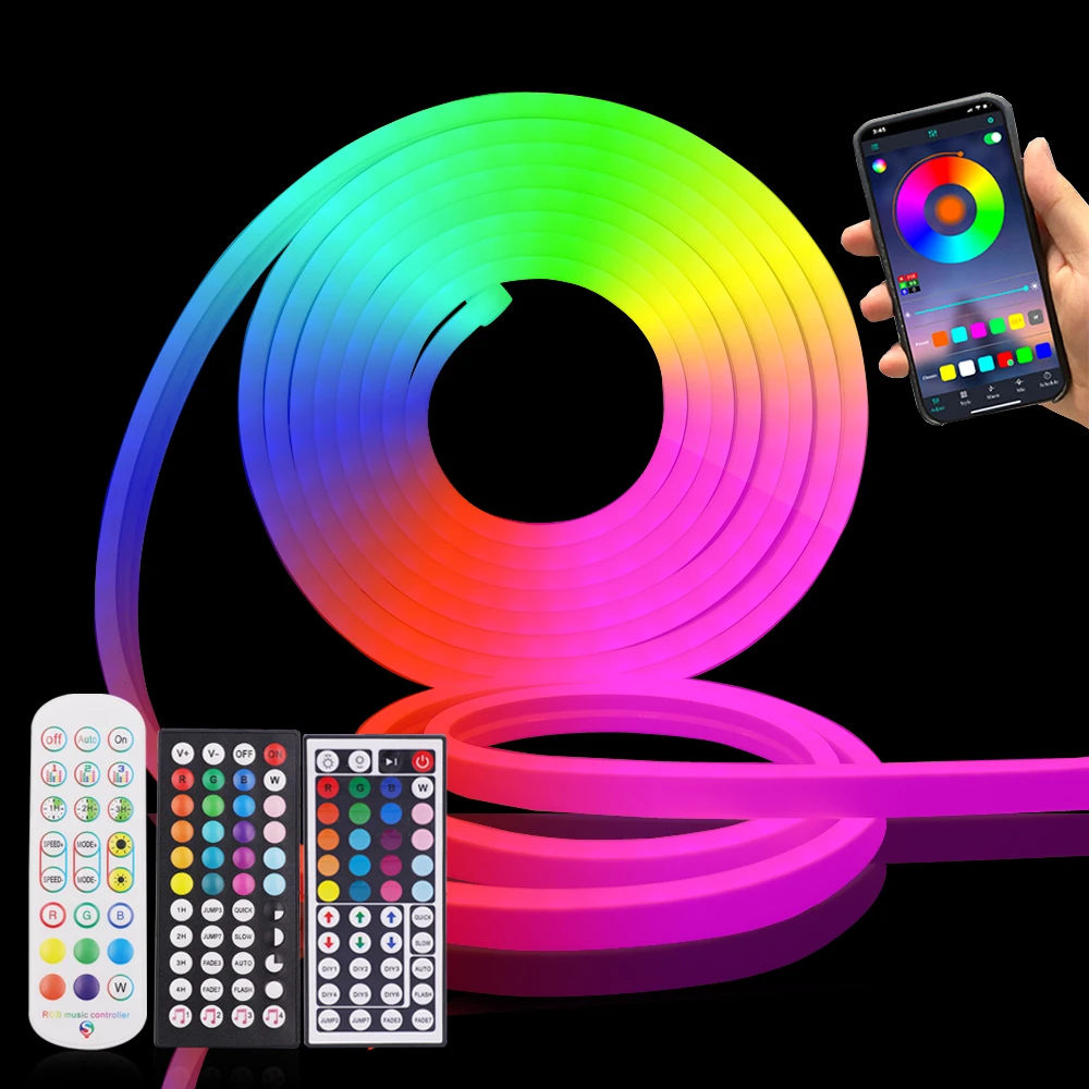 geweer vereist Pijlpunt 12V RGB LED Neon Strip Waterpoof Silicone Light Tape Dimmable Decoration  With Wifi Bluetooth compatible Remote Control Power Kit|LED Strips| -  AliExpress