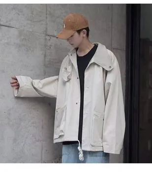 

NiceMix 2020 cargo jacket men New Youth Popular Tooling Jackets Fashion Casual Single-breasted Multi-pocket Top Black / Khaki