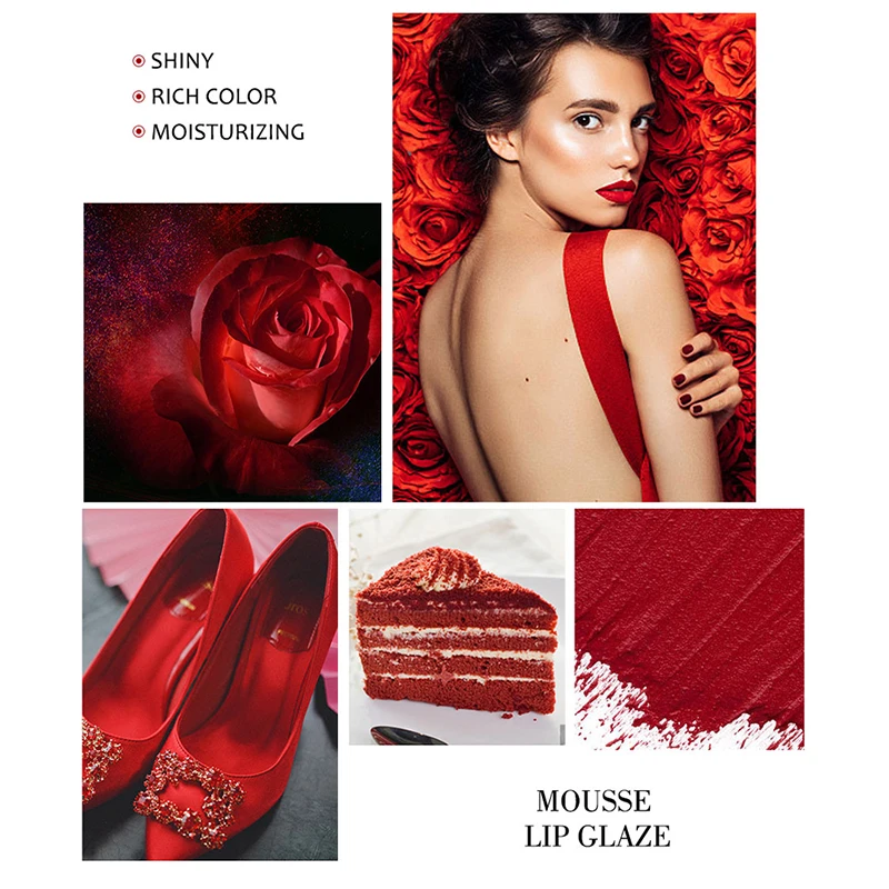 Ibcccndc Mousse lip glaze wine red purple rose vampire lip cream long lasting waterproof velvet matte lip gloss IB024