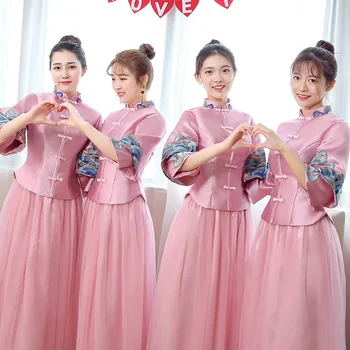 

Chinese Women Dress For Wedding Party Bridesmaid Dresses Long A Line Backless Women Elegant Dresses For Weddings Gala Gowns