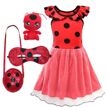 

Summer Clothes Lady Bug Party Dress Children's Day Dot Baby Girls Gown Dresses Carnival Ladybug Cosplay Costume Girls Clothing