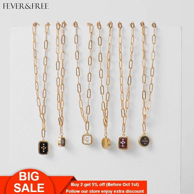 

Fever&Free Women Vintage Enamel Geometric Pendant Necklaces Unique Dainty Rune Choker Necklace Jewelry Gift For Your Best Friend
