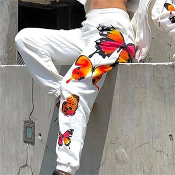 

Streetwear Butterfly Print Sweatpants Women Summer 2020 Stretch High Waist Pants harajuku Joggers Trousers Fashion