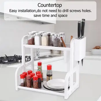 

Convenient Cutlery Storage Rack Double Layer Storage Stand Practical Kitchen Storage Shelf for Home (White)