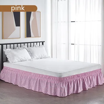 

Girl plaid skirt-style princess purfle twin full queen king size bed apron 38cm height no bed surface elastic band bed skirt