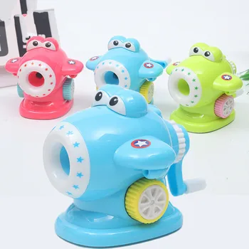 

1PC Children Pencil Sharpener Plastic Cartoon Creativity Modeling Single Hole Hand Shake Aircraft Animal Cutting Pen Holder