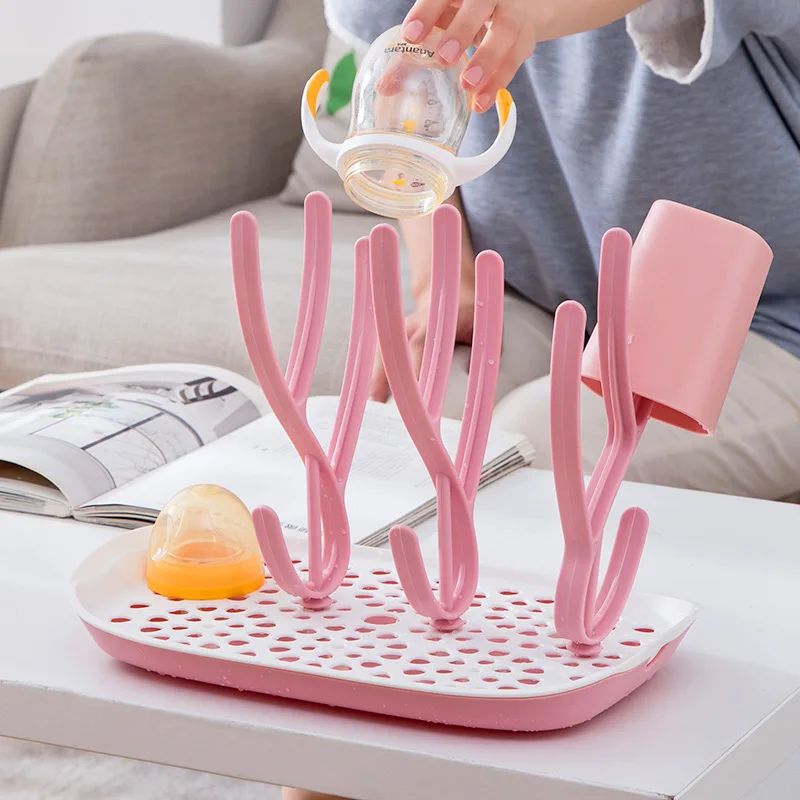 

Multi-functional Infant Tree Feeding Bottle Drying Rack Creative-Plastic Water Draining Dustproof Hands-Free Storage Bottle Dryi