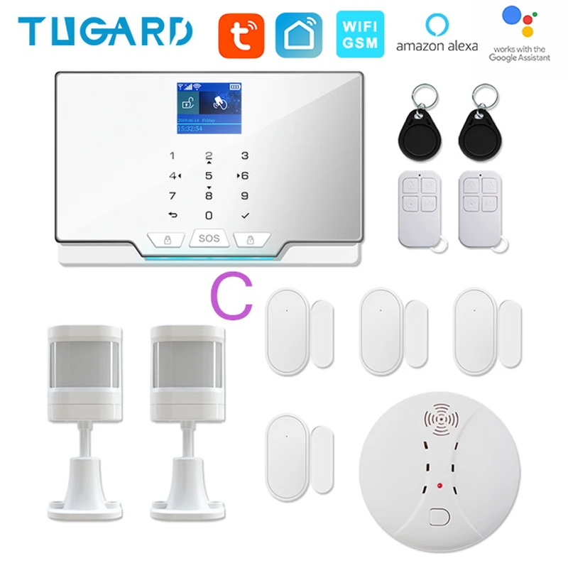 TUGARD G20 WIFI GSM Home Security Alarm System Burglar Fireproof Alarm Kit with Household 433Mhz Wireless Smoke Detector burglar alarm keypad Alarms & Sensors