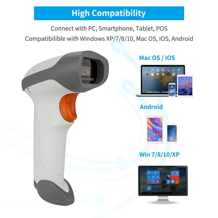 NETUM L8 Wireless QR Barcode Scanner, 2.4G Wireless USB Automatic 2D Bar  Code Reader for Laptop or Computer PC