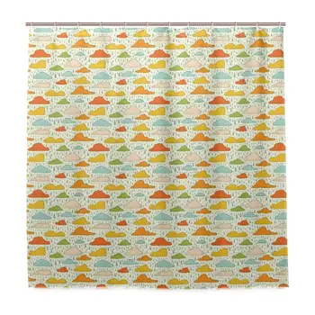 

Unique Shower Curtain Pattern with Retro Colored Fluffy Clouds and Rain Wet Weather Theme Autumn Season Eco-Friendly with 12