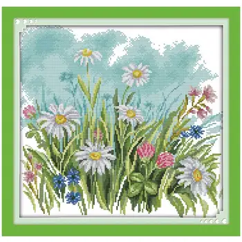 

The wild flowers counted printed on the canvas 11CT 14CT DIY kit Cross Stitch embroidery needlework Sets home decor