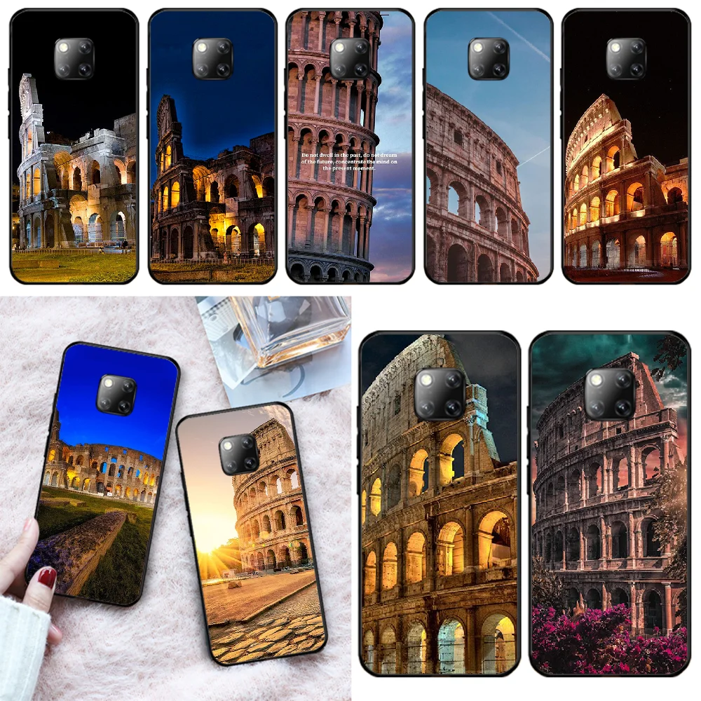

Viviana Colosseum Soft Silicone Black Phone Case For Huawei Mate 9 10 10Lite 20 20X 10Pro 20Pro 20Lite Enjoy 9Plus 10Plus