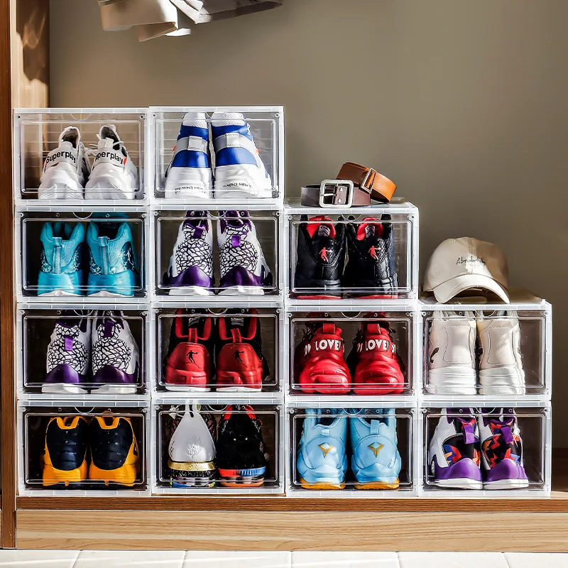 

Transparent plastic storage shoe box detachable folding clamshell shoe box thickening storage artifact dustproof shoe box wholes