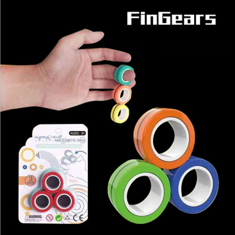 

FinGears Magnetic Rings Anti-stress Toys For Chlidren Adult Anxiety Relief Focus Kids Decompression Magic Fidget Toys Birthday